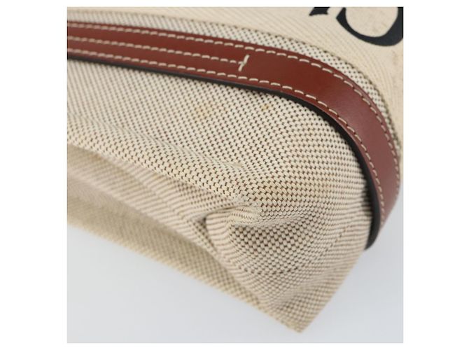 Chloé Borsa a mano Woody Chloe in tela e pelle 2 in 1 beige oro Auth BA8173 D'oro - vista 17