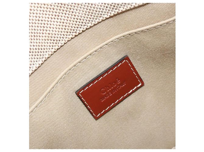 Chloé Borsa a mano Woody Chloe in tela e pelle 2 in 1 beige oro Auth BA8173 D'oro - vista 18