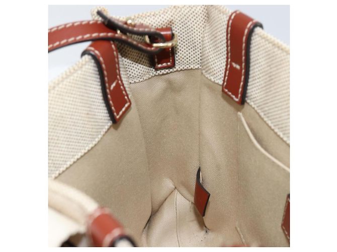Chloé Borsa a mano Woody Chloe in tela e pelle 2 in 1 beige oro Auth BA8173 D'oro - vista 20