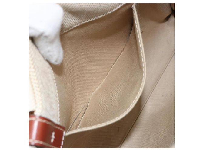 Chloé Borsa a mano Woody Chloe in tela e pelle 2 in 1 beige oro Auth BA8173 D'oro - vista 21
