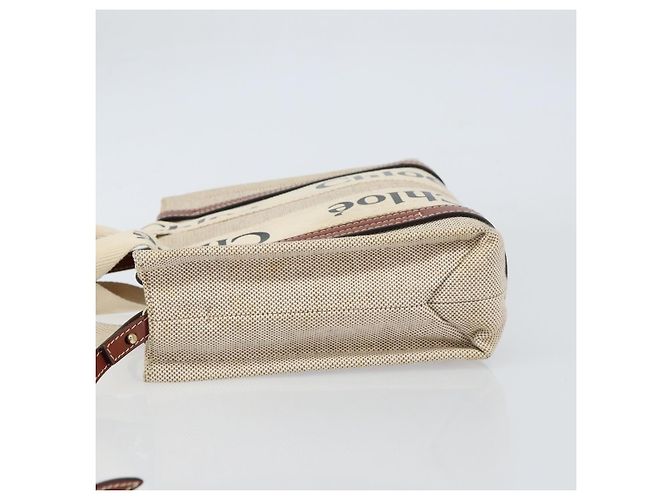 Chloé Borsa a mano Woody Chloe in tela e pelle 2 in 1 beige oro Auth BA8173 D'oro - vista 4