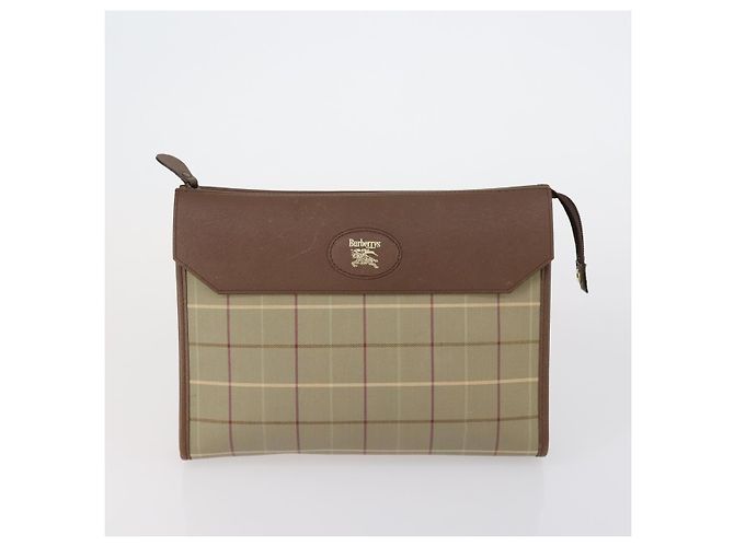 Autre Marque Borsa a mano in tela e pelle Burberrys Nova Check 2 pezzi Nero Beige Auth 154538 - vista 2