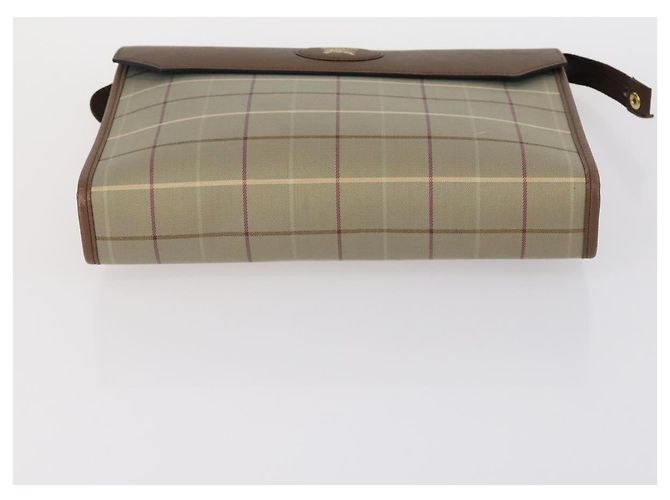 Autre Marque Borsa a mano in tela e pelle Burberrys Nova Check 2 pezzi Nero Beige Auth 154538 - vista 6