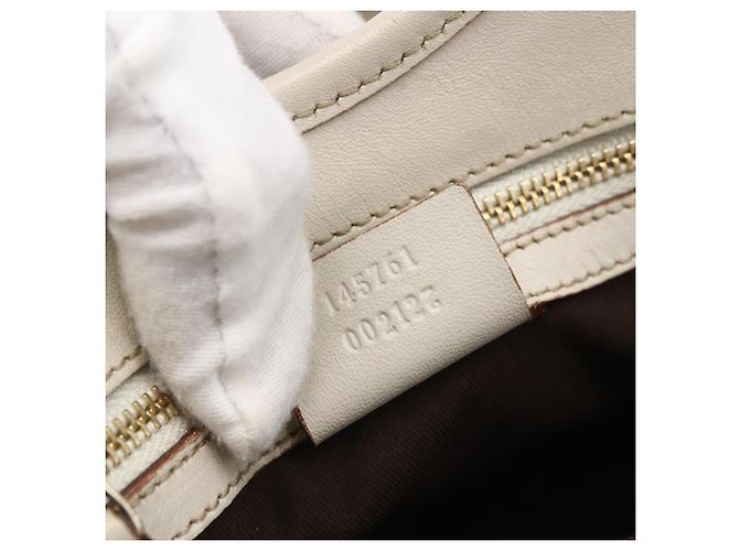 Borsa a mano in pelle avorio e oro GUCCI 145761 Auth fm4957 D'oro Crudo - vista 12