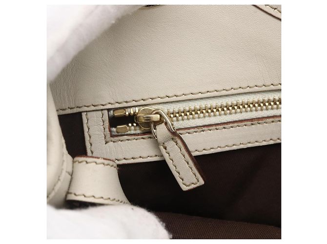 Borsa a mano in pelle avorio e oro GUCCI 145761 Auth fm4957 D'oro Crudo - vista 17