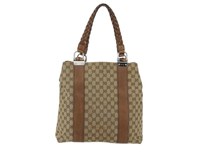 GUCCI GG Canvas Tote Bag Beige Silber 232946 Auth BA8182 - Ansicht 13