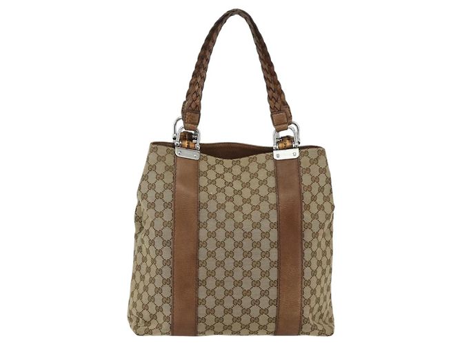 GUCCI GG Canvas Tote Bag Beige Silber 232946 Auth BA8182 - Ansicht 2
