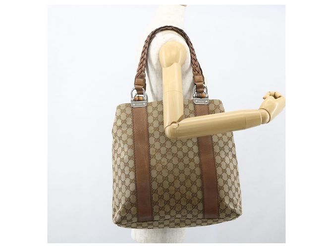 GUCCI GG Canvas Tote Bag Beige Silber 232946 Auth BA8182 - Ansicht 23