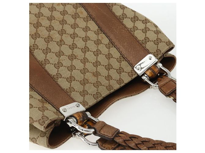 GUCCI GG Canvas Tote Bag Beige Silber 232946 Auth BA8182 - Ansicht 6