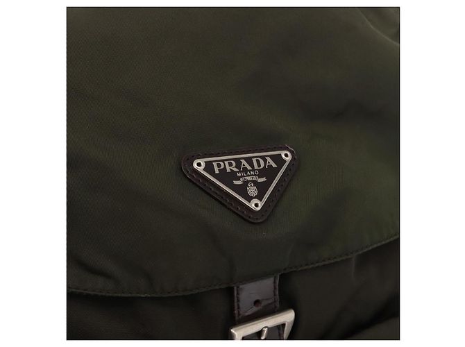 PRADA Backpack Nylon Khaki Silver Auth mr1625 Silvery - view 21