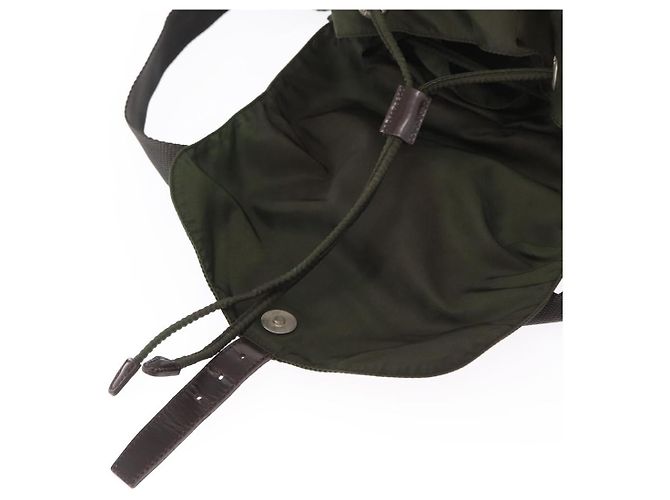 PRADA Backpack Nylon Khaki Silver Auth mr1625 Silvery - view 22