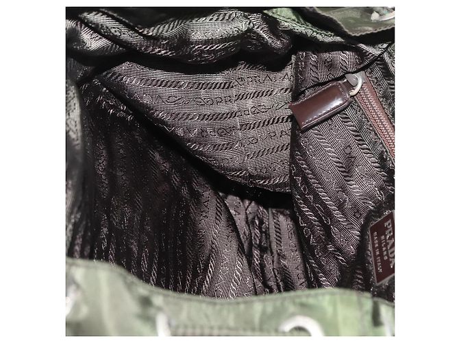 PRADA Backpack Nylon Khaki Silver Auth mr1625 Silvery - view 25