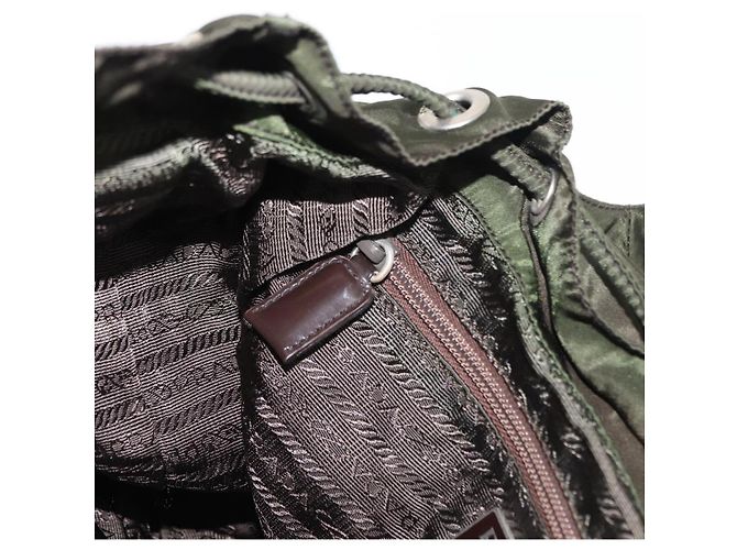 PRADA Backpack Nylon Khaki Silver Auth mr1625 Silvery - view 26