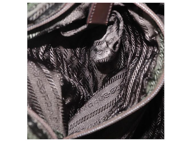 PRADA Backpack Nylon Khaki Silver Auth mr1625 Silvery - view 27