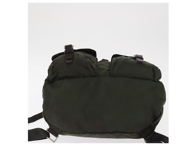 PRADA Backpack Nylon Khaki Silver Auth mr1625 Silvery - view 5