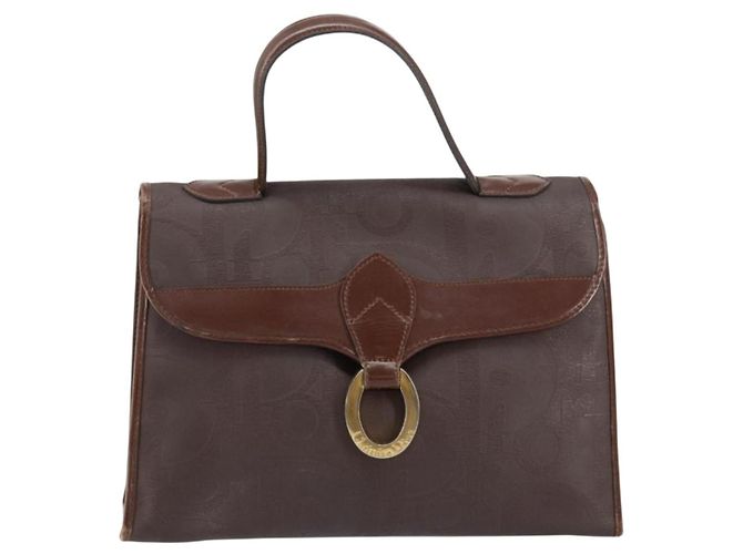 Borsa a mano in tela Trotter Christian Dior PVC marrone oro Auth BA8206 - vista 13