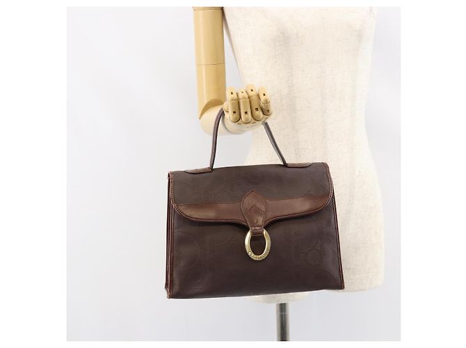 Borsa a mano in tela Trotter Christian Dior PVC marrone oro Auth BA8206 - vista 23