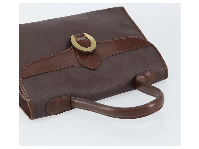 Borsa a mano in tela Trotter Christian Dior PVC marrone oro Auth BA8206 - vista 6