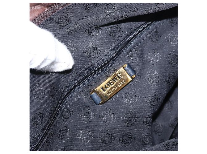 LOEWE Borsa a Spalla Anagram Pelle Marrone Oro Auth ka573 D'oro - vista 11