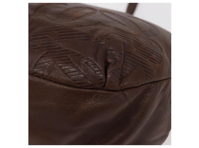 LOEWE Borsa a Spalla Anagram Pelle Marrone Oro Auth ka573 D'oro - vista 14