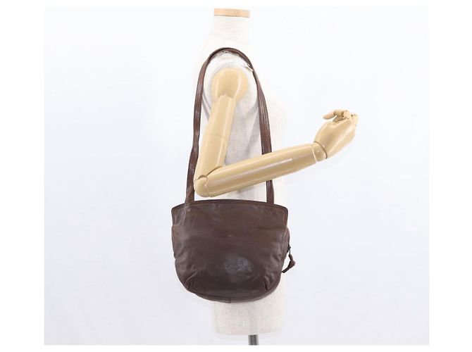 LOEWE Borsa a Spalla Anagram Pelle Marrone Oro Auth ka573 D'oro - vista 21