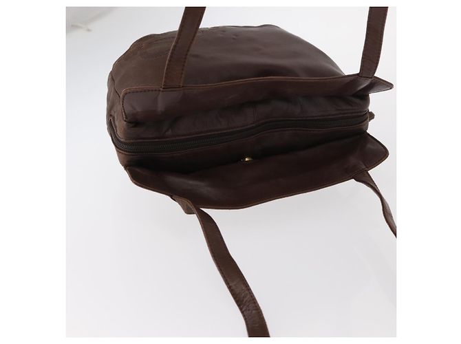 LOEWE Borsa a Spalla Anagram Pelle Marrone Oro Auth ka573 D'oro - vista 6