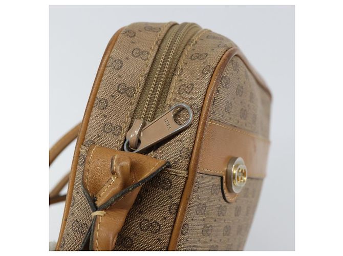 Gucci Borsa a Spalla Micro GG Supreme PVC Beige Oro Auth ka478 D'oro - vista 10