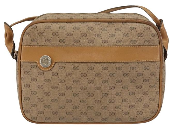 Gucci Borsa a Spalla Micro GG Supreme PVC Beige Oro Auth ka478 D'oro - vista 13