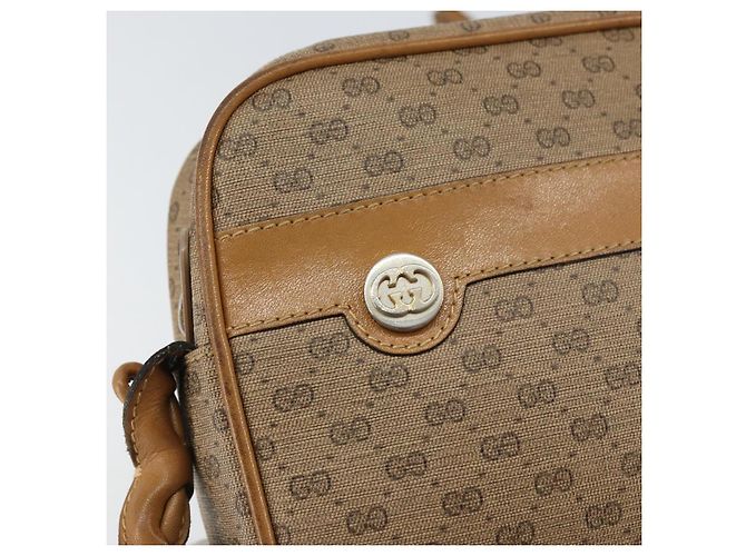 Gucci Borsa a Spalla Micro GG Supreme PVC Beige Oro Auth ka478 D'oro - vista 17