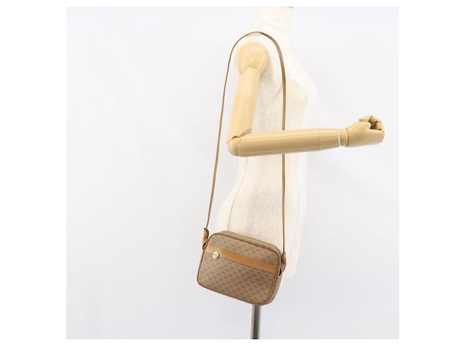 Gucci Borsa a Spalla Micro GG Supreme PVC Beige Oro Auth ka478 D'oro - vista 22
