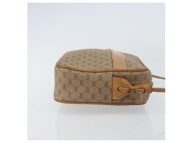 Gucci Borsa a Spalla Micro GG Supreme PVC Beige Oro Auth ka478 D'oro - vista 3
