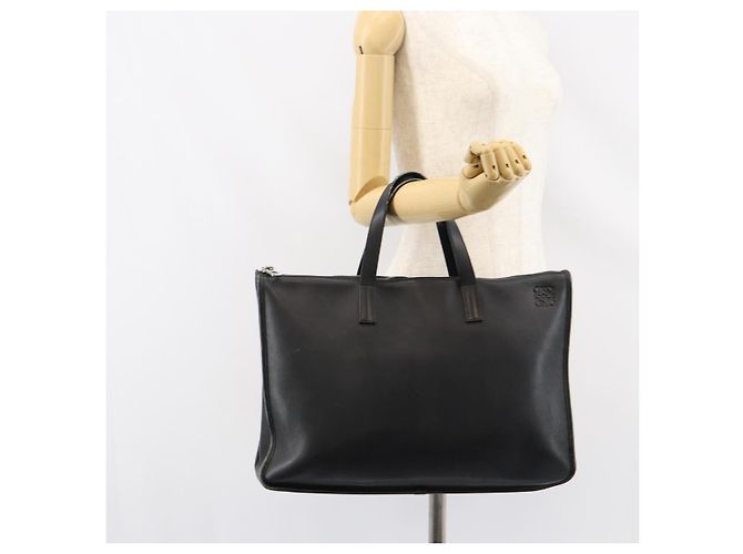 LOEWE Anagram Handtasche Leder Schwarz Silber Auth 155610 - Ansicht 23