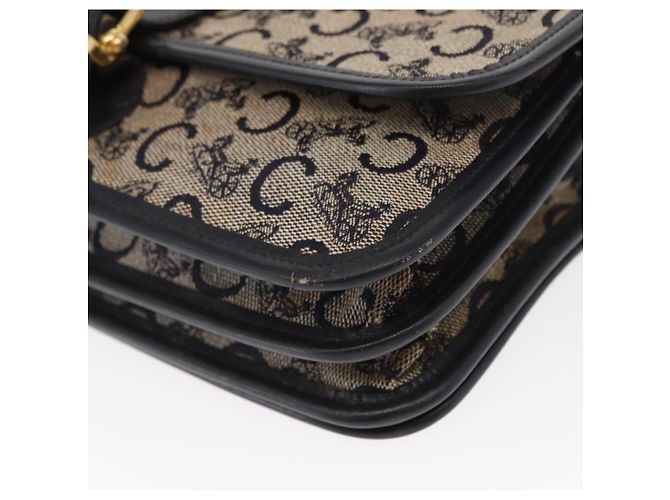 Céline Borsa a Spalla Celine C Sulky in Tela Blu Navy e Oro Auth 151728 D'oro - vista 14