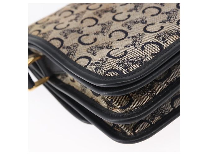 Céline Borsa a Spalla Celine C Sulky in Tela Blu Navy e Oro Auth 151728 D'oro - vista 15
