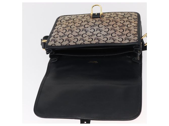 Céline Borsa a Spalla Celine C Sulky in Tela Blu Navy e Oro Auth 151728 D'oro - vista 18