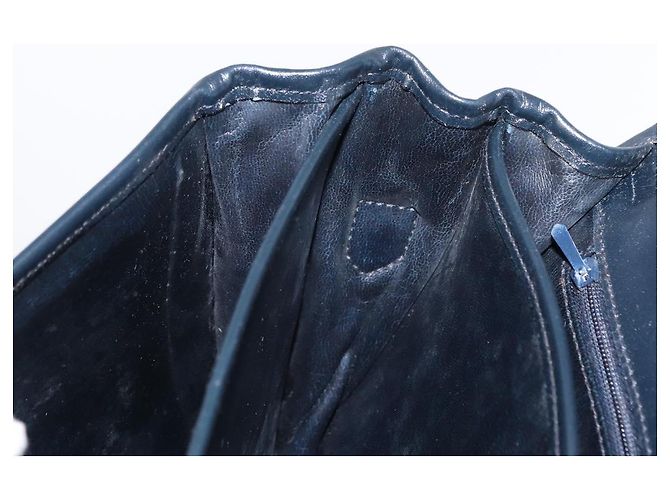 Céline Borsa a Spalla Celine C Sulky in Tela Blu Navy e Oro Auth 151728 D'oro - vista 21