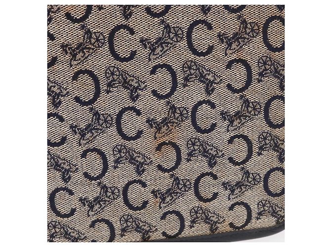 Céline Borsa a Spalla Celine C Sulky in Tela Blu Navy e Oro Auth 151728 D'oro - vista 3
