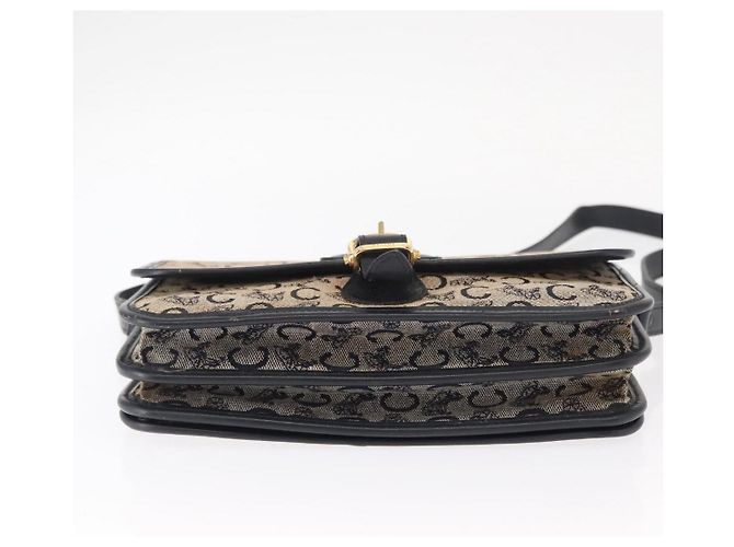 Céline Borsa a Spalla Celine C Sulky in Tela Blu Navy e Oro Auth 151728 D'oro - vista 6