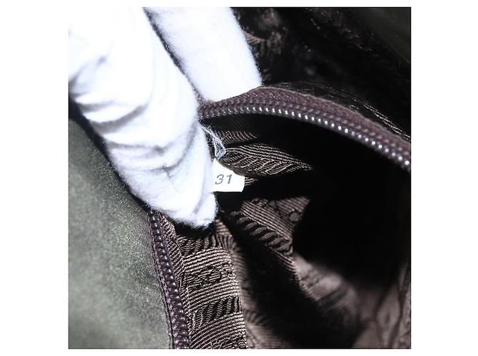 PRADA Borsa a mano in nylon khaki argento autentica mr1570 Cachi - vista 12