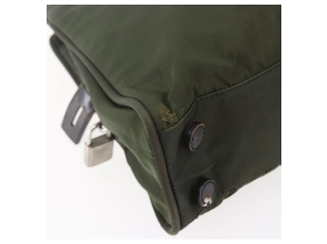 PRADA Borsa a mano in nylon khaki argento autentica mr1570 Cachi - vista 14