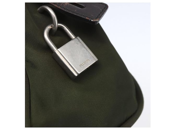 PRADA Borsa a mano in nylon khaki argento autentica mr1570 Cachi - vista 17