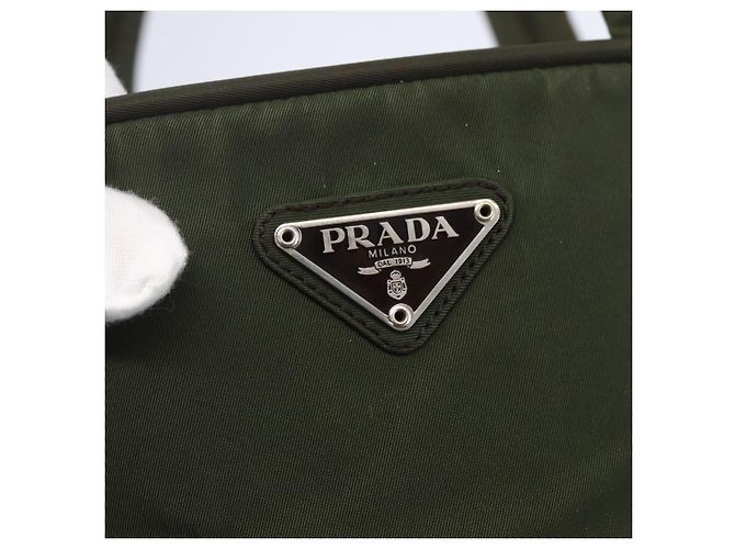 PRADA Borsa a mano in nylon khaki argento autentica mr1570 Cachi - vista 18