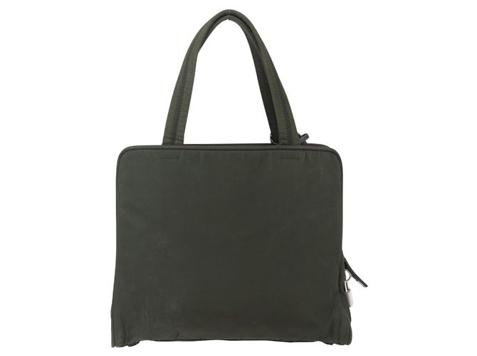 PRADA Borsa a mano in nylon khaki argento autentica mr1570 Cachi - vista 2