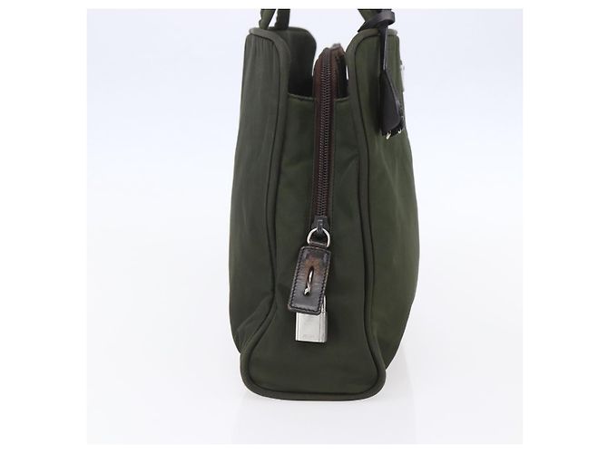 PRADA Borsa a mano in nylon khaki argento autentica mr1570 Cachi - vista 3