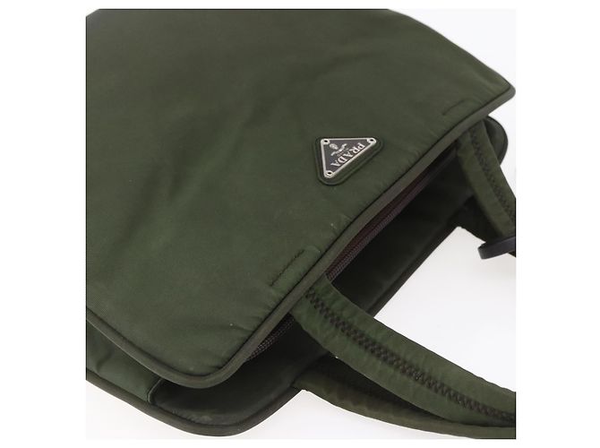 PRADA Borsa a mano in nylon khaki argento autentica mr1570 Cachi - vista 6