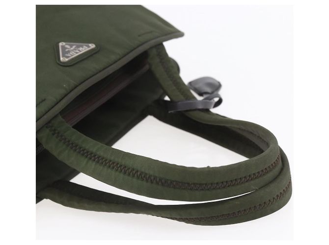 PRADA Borsa a mano in nylon khaki argento autentica mr1570 Cachi - vista 7