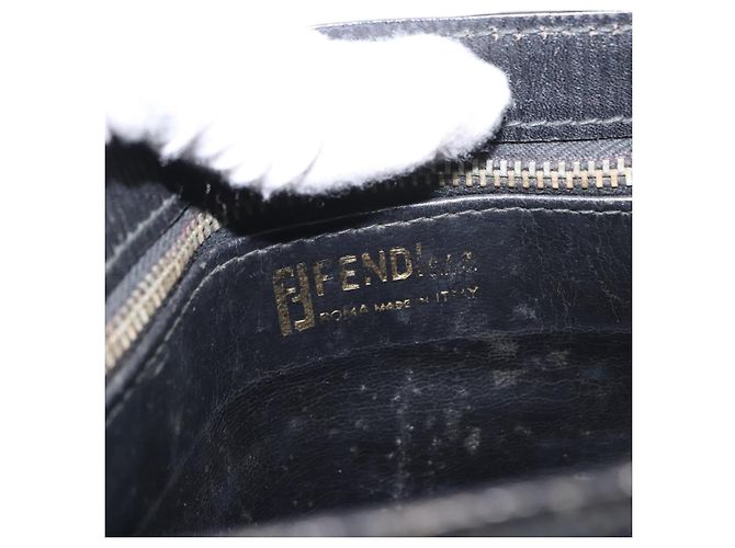 Borsa a Spalla in Tela Zucchino FENDI Nero Oro Auth 151737 - vista 10