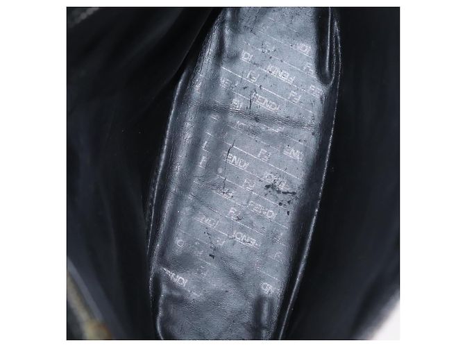 Borsa a Spalla in Tela Zucchino FENDI Nero Oro Auth 151737 - vista 11