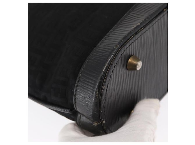 Borsa a Spalla in Tela Zucchino FENDI Nero Oro Auth 151737 - vista 15