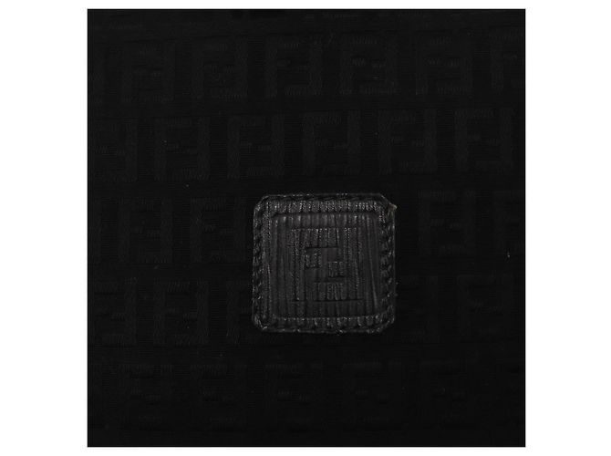 Borsa a Spalla in Tela Zucchino FENDI Nero Oro Auth 151737 - vista 17